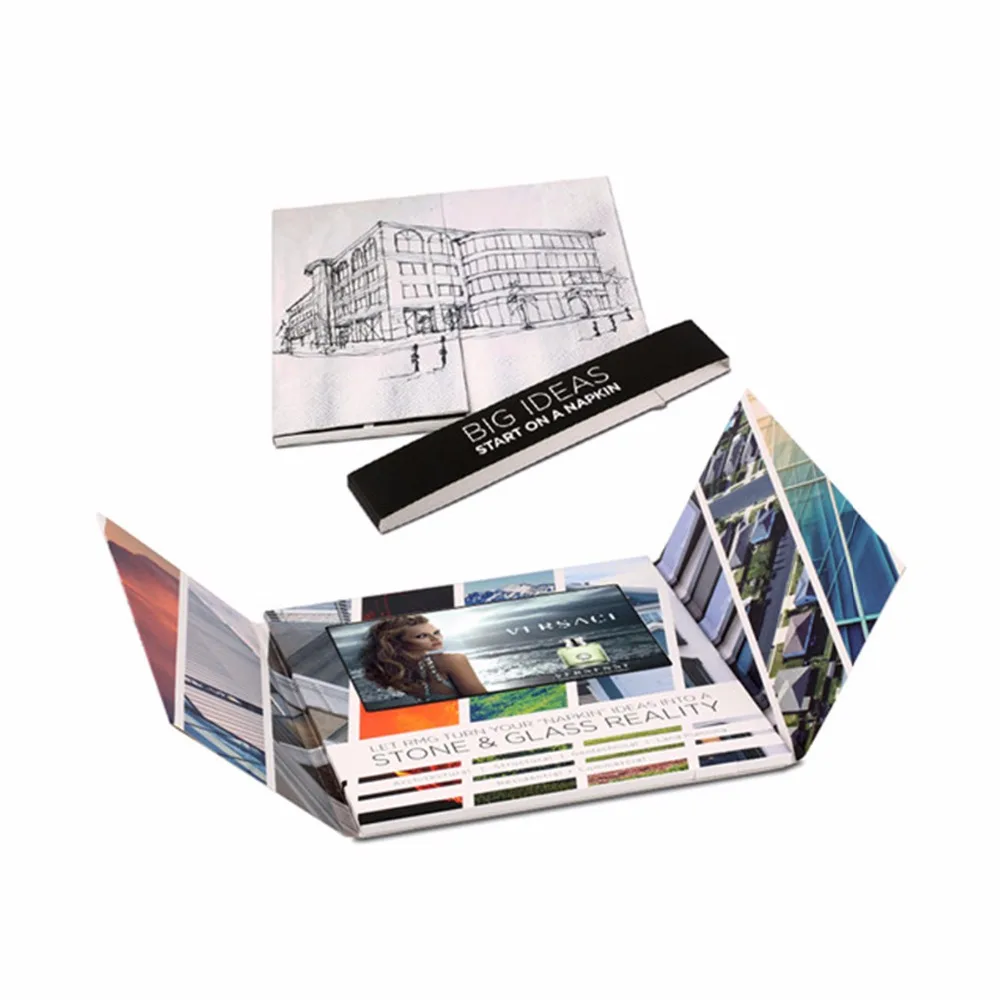 Пользовательский дизайн 7 дюймовая видеоброшюра универсальные