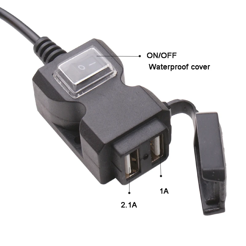 Новые мотоциклетные Адаптер зарядного устройства с двойным USB типа «два-в-одном» зеркало заднего вида Водонепроницаемый электромобиля телефон Питание зарядное устройство с двумя портами 9 v-90 v
