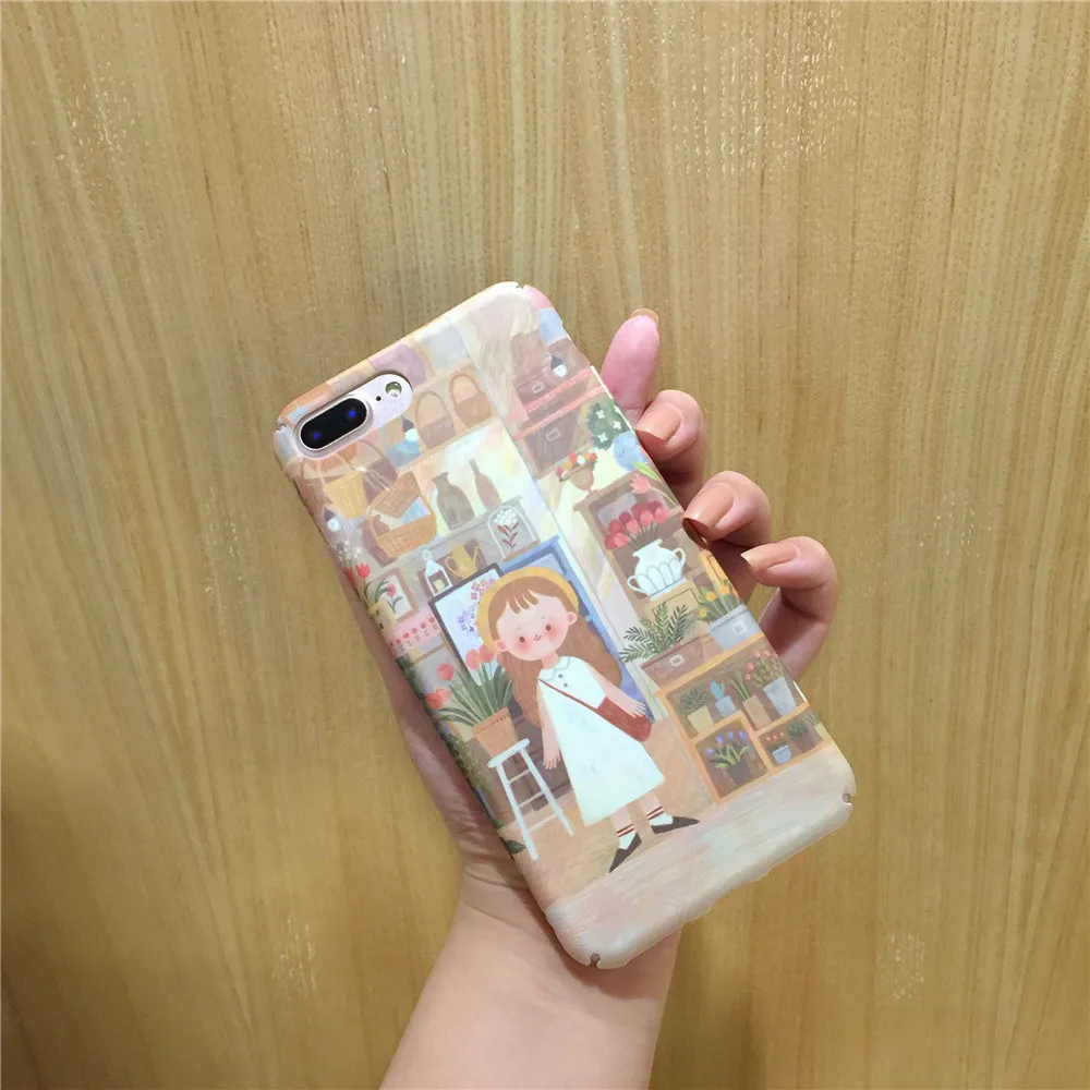 Retro Oil Painting Girl Flower Shop Phone Case For OPPO R9 R9s R11 R11s Plus R15 Pro A57 A59 A83 A77 A79 A5 Matte Hard PC Covers |