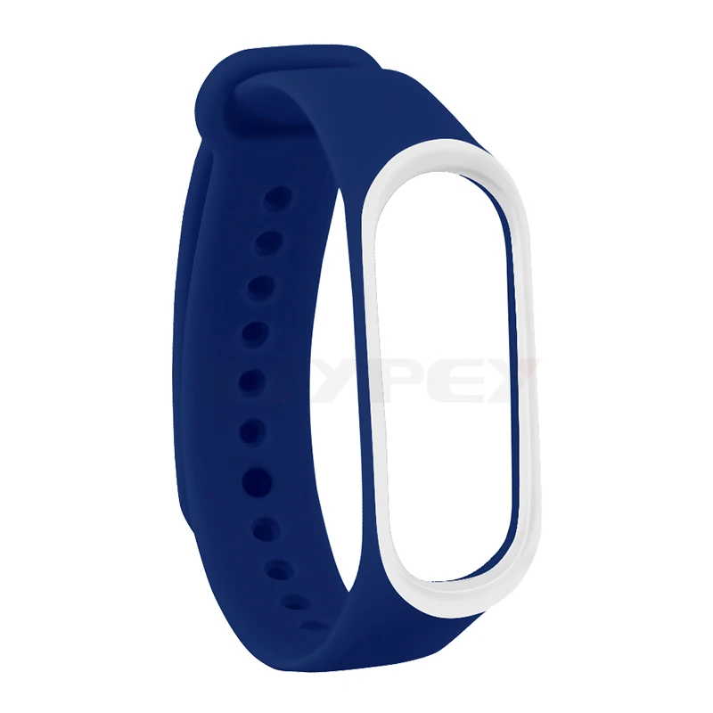 Navy blue White Цветной браслет mi Band 3 4, силиконовый ремешок, двойной цвет, сменный ремешок для часов для оригинальной Xiaomi mi, ремешок 3 4 - Цвет: Navy blue White