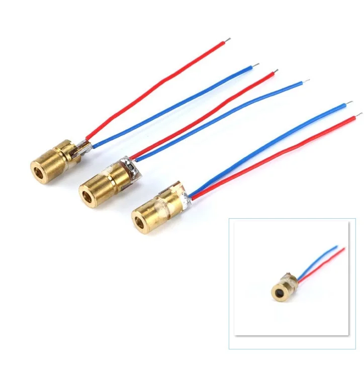 

10pcs 650nm 6mm 3V 5mW Laser Dot Diode Module Red Copper Head