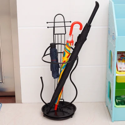 Креативный Железный держатель зонта Антикоррозийная скрипка модель зонта для хранения Sombrilla Плайя для длинных коротких вешалка для зонта подставки - Цвет: Black