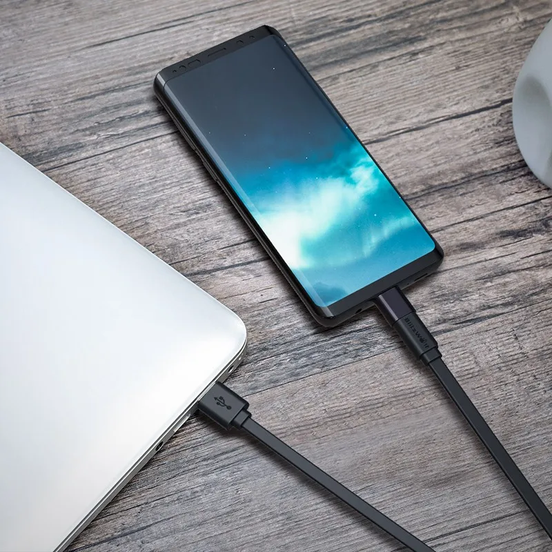 Blitzwolf BW-MT2 2 в 1 микро USB плоский кабель передачи данных для быстрой зарядки с адаптером типа C для HUAWEI для samsung Android Phone Tablet