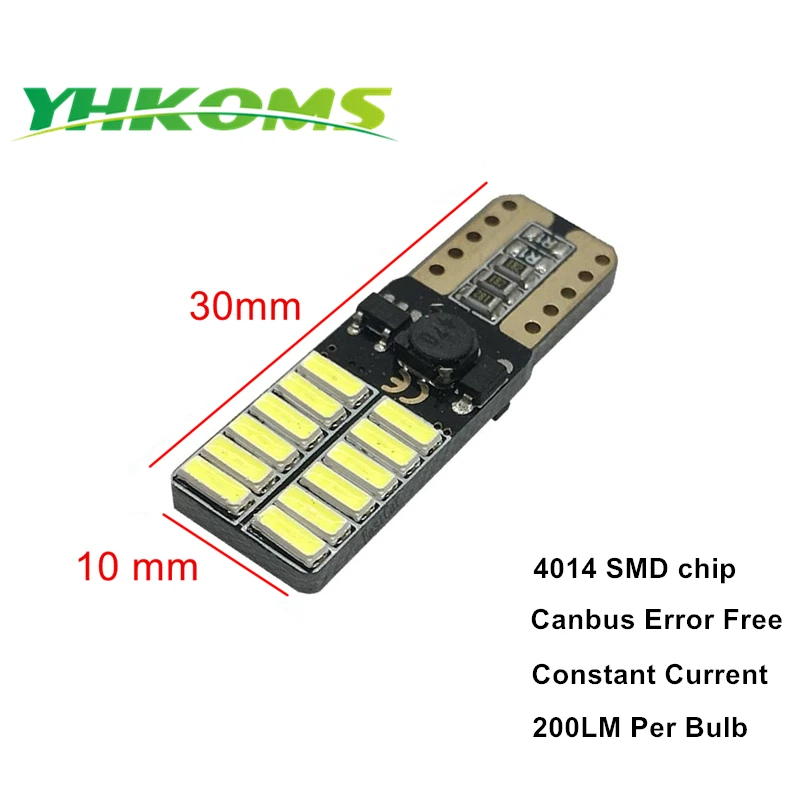 4 шт. Автомобильные светодиодные лампы YHKOMS T10 W5W 194 168 24 SMD 4014|t10 smd 24|t10 24car light |