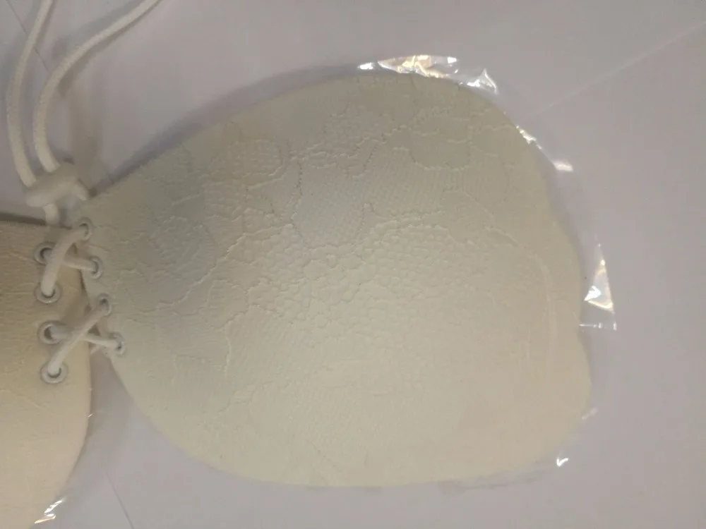 Women Self Adhesive Strapless Bandage Stick Gel Silicone Push Up 1/2 Cup Cotton Drawstring Invisible Bra