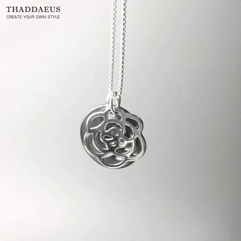 

Necklace Black Ornament Rose Flower,2017 Brand 925 Sterling Silver Link Chain Fashion Jewelry Europe Bijoux Gift For Women