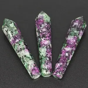 3 шт. 50x10 мм уникальный натуральный рубин Zoisite Crystal Шестигранная Колонка кабошон кабина