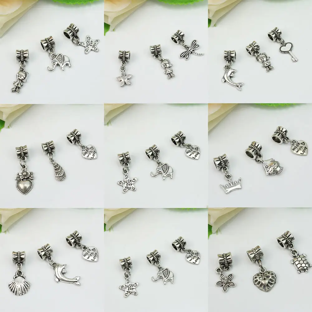 Refaxi Fashion Stylish 40pcs Tibetan Silver Dangle Charm Beads Fit Bracelet DIY Mixed Pattern | Украшения и аксессуары