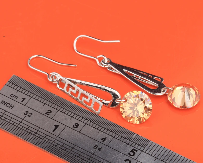 Потрясающий круглый коричневый Champange оранжевый Morganite 925 серебро Мода падение