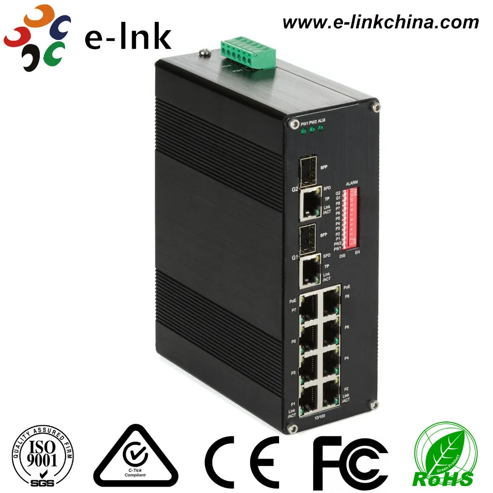 8 портов 10/100M + 2 порта 10/100/1000 SFP Combo 30W PoE Power Промышленный Коммутатор Ethernet | Мобильные