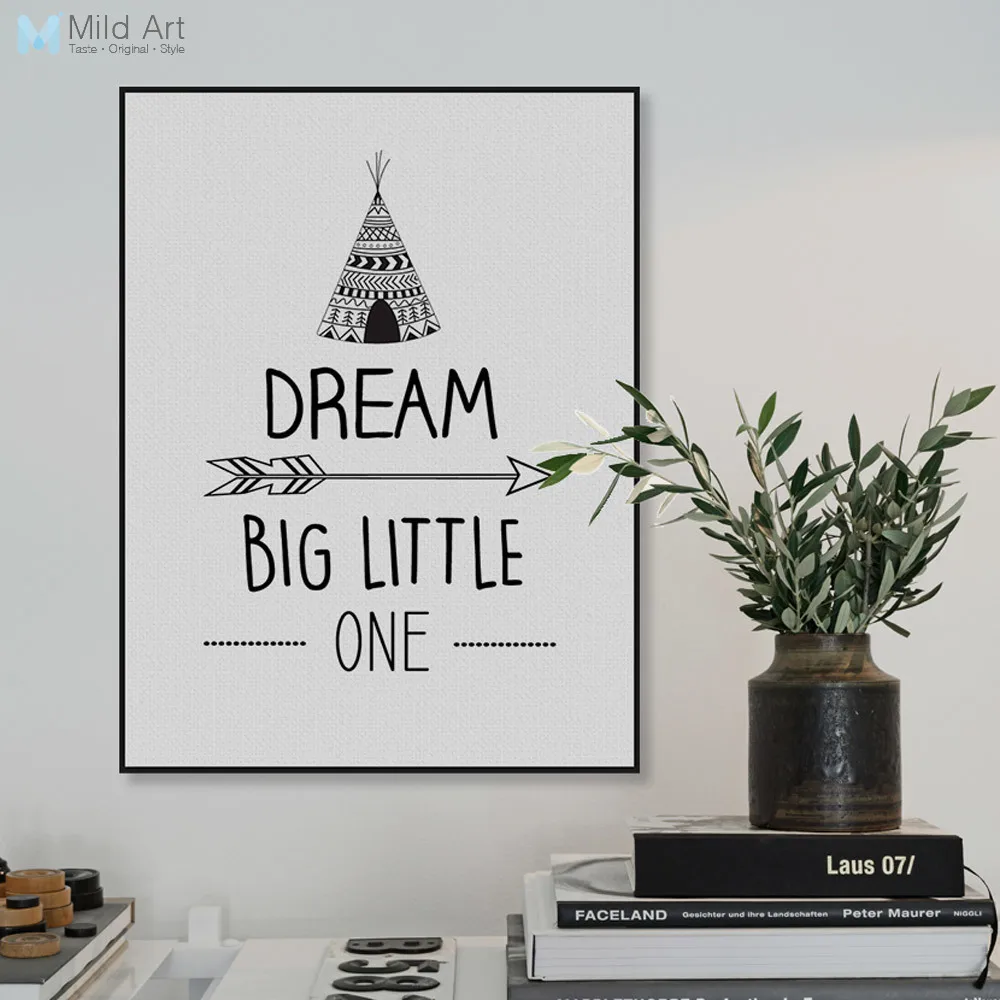 

Modern Black White Dream Big Motivation Quotes Prints Posters Nordic Kids Classroom Wall Art Picture Home Decor Canvas Paintings