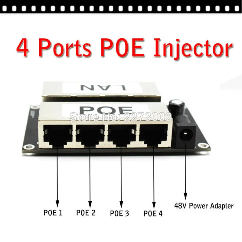 4CH POE инжектор для наблюдения IP камера s Мощность по Ethernet адаптер DC 48 В в Plug