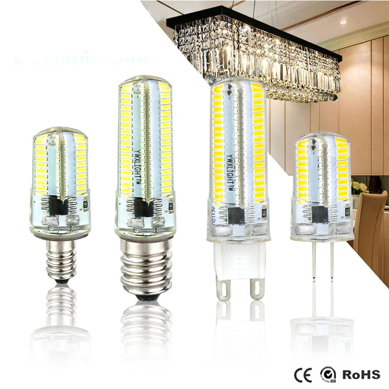10 шт. светодиодные силиконовые лампы с регулируемой яркостью 64Led 152Led G9 G4 E17 E14 E11 E12