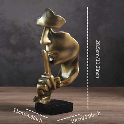 Gold Silence VILEAD 28,5 см Смола тишина Золотая Статуэтка фигурки для гостиной офисная креативная статуя ремесла украшения дома аксессуары - Цвет: Gold Silence