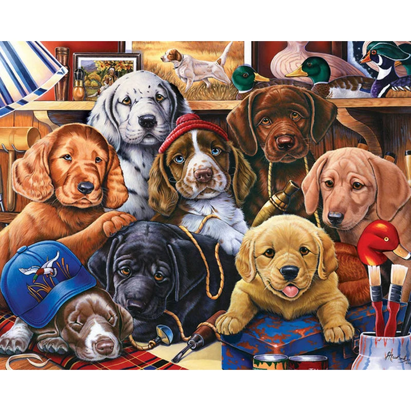 

YIKEE diamond painting Eight dogs,embroidery diamond diamond mosaic,daimond painting full K596