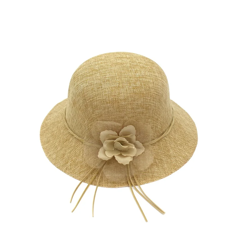 Женская соломенная шляпа Minhui летняя пляжная из хлопка и льна с цветочным принтом