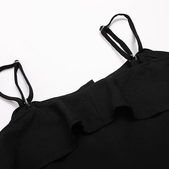 

CS001 buttons front black off the shoulder two pieces dress