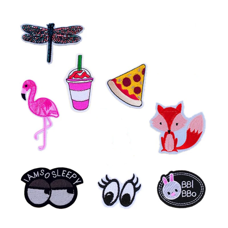 Новая Стрекоза Фламинго напиток пицца лиса нашивки в виде глаз гладить на или