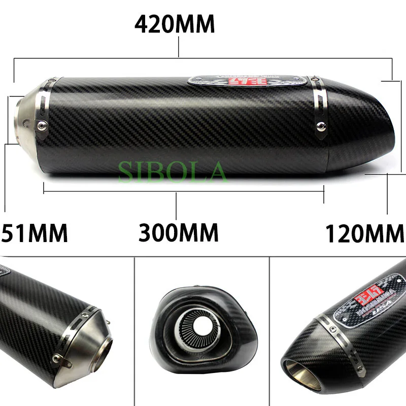Мотоцикл Yoshimura глушитель 420 мм поддельные углеродного волокна Выхлопной Трубы для honda dio versys 650 aerox155 fz6n R1 R3 Nmax