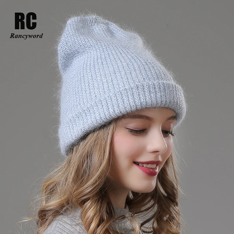 

[Rancyword] Women Winter Hats Beanies Casual Female Real Fur Warm Hat Cap Gorros Angora Rabbit Fur Hat Skullies For Women RC2027