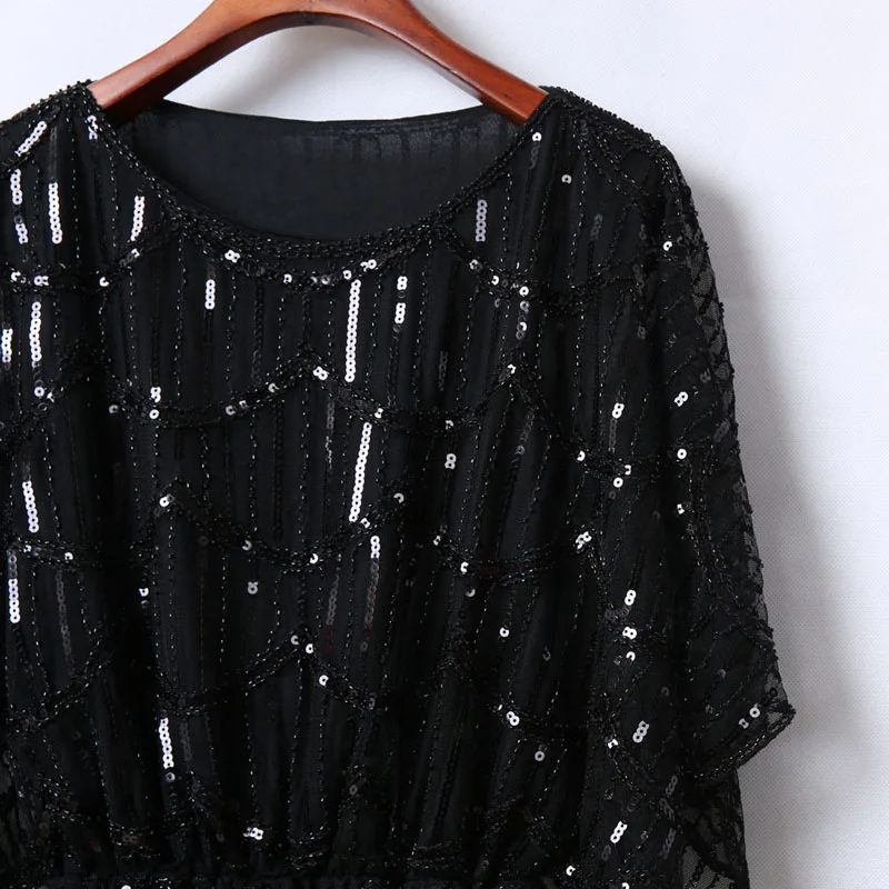 BLINGSTORY Vintage Sequin Full Fringed Deco Inspired Flapper Dress Heavy Bead Split Sleeve Women Dresses Summer | Женская одежда
