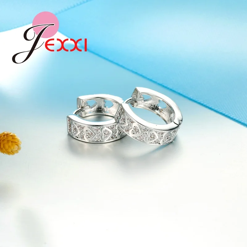 Romantic Heart Design Women Wide Hoop Earrings Wholesale 925 Sterling Silver Ear Piercing Jewelry Best Lady Birthday Gifts | Украшения и