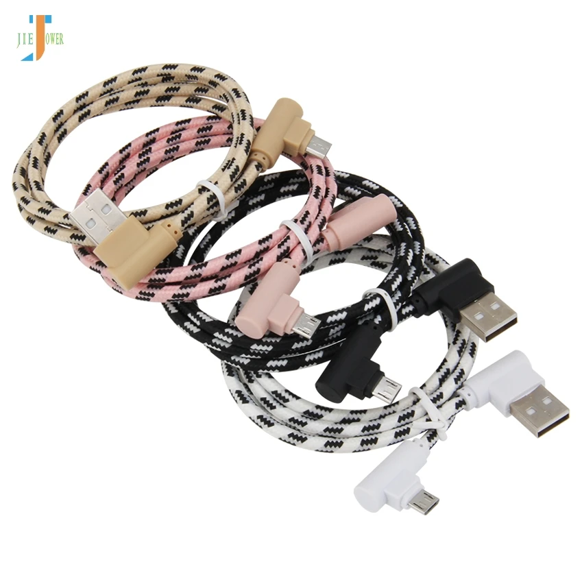 90 градусов решетки плетеный зарядный кабель Micro USB быстрой зарядки type C для Iphone X