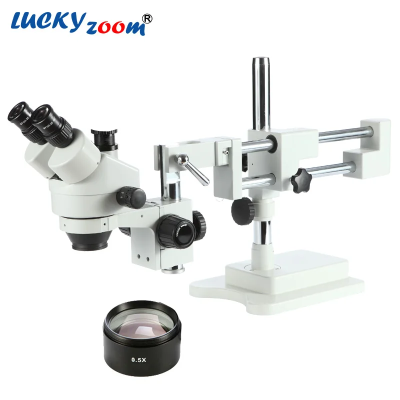 Фирменный тринокулярный микроскоп с двойной стрелой Luckyzoom 3 5x 45X набор