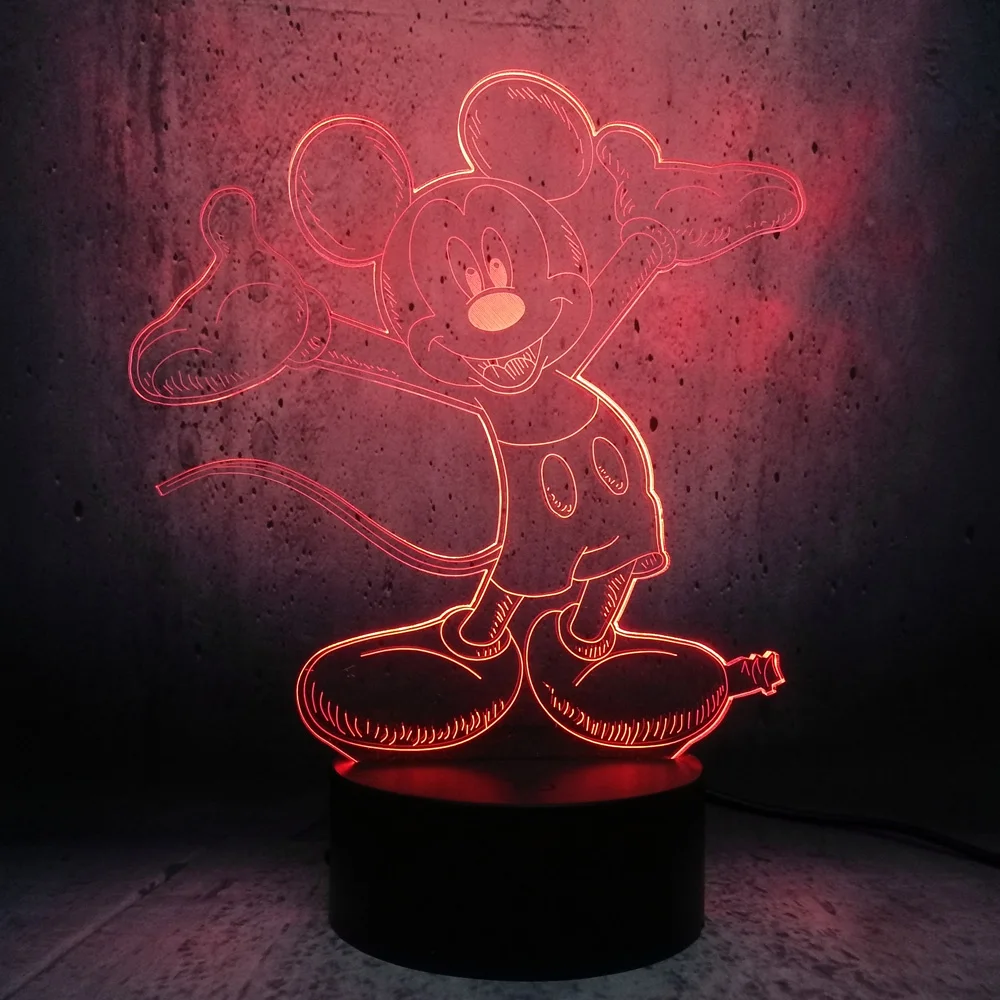 3D LED Микки волна руки улыбка лицо USB ночник Рождественский подарок стол