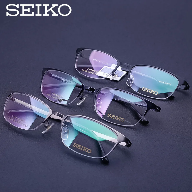 SEIKO титановые оправы для очков для мужчин, близорукие полуоправы, мужские близорукие очки, оптические очки, оправа для очков HC1018