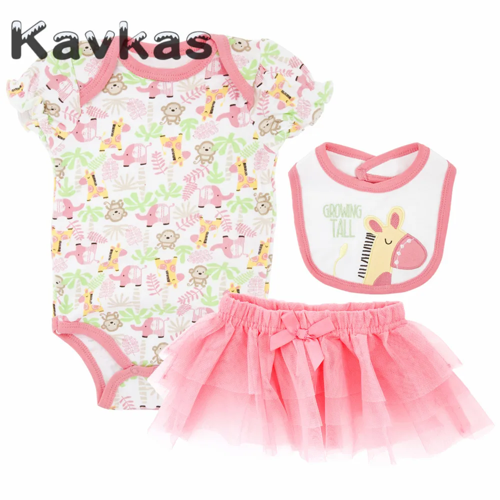 Kavkas/комплект одежды для маленьких девочек, летняя хлопковая одежда с короткими рукавами для новорожденных, боди+ шапка+ носок+ штаны, боди для новорожденных мальчиков и девочек - Цвет: TZ6102