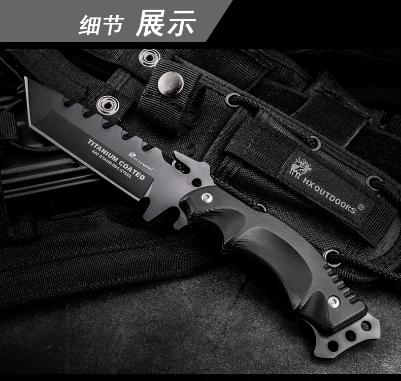HX Открытый нож с фиксированным лезвием охотничий 440C сталь, K10 ручка, 58HRC, походные ножи спасательные инструменты для выживания на открытом воздухе с оболочкой