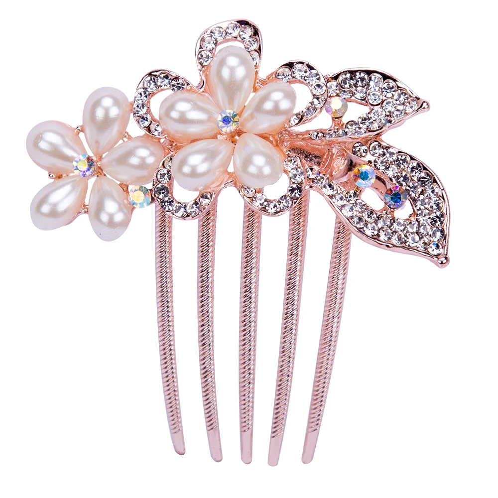 Женские заколки для волос AWAYTR элегантные гребни с павлиньим розовым золотом и