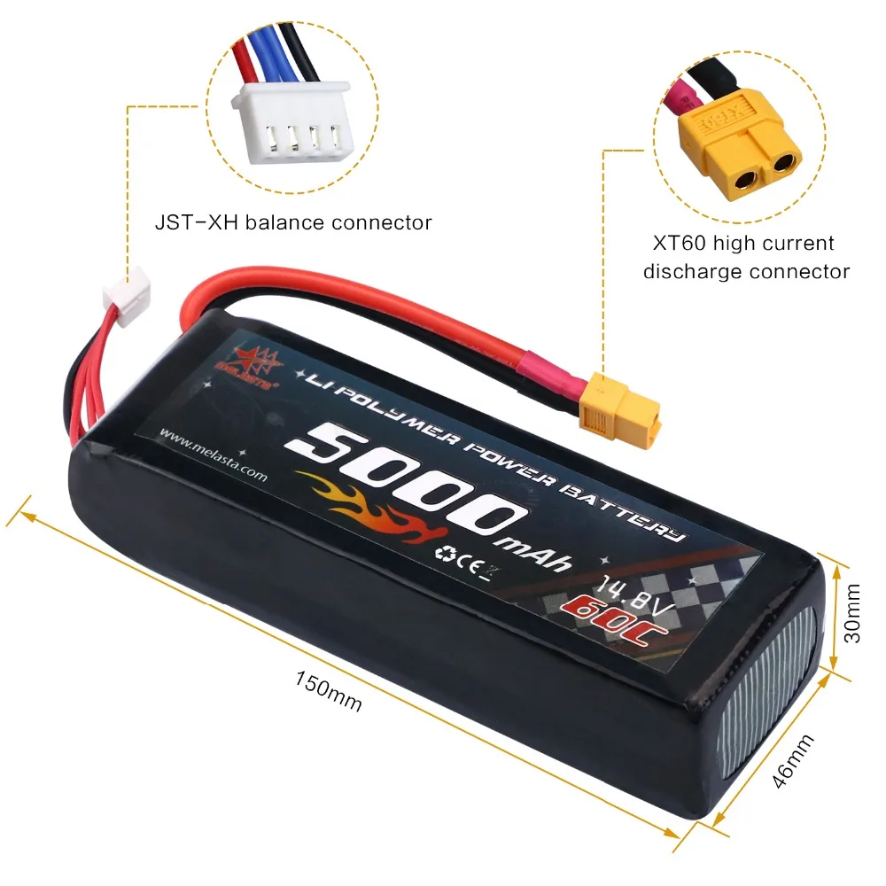 Аккумулятор Melasta 14 8 в 5000 мАч 60C 4S Lipo высокомощный с разъемом XT60 для