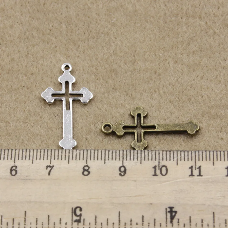 29*15mm Fashion Plated Antique Silver Romantic Hollow Cross Charms Pendants For Necklace DIY Jewelry making M5175-76 | Украшения и