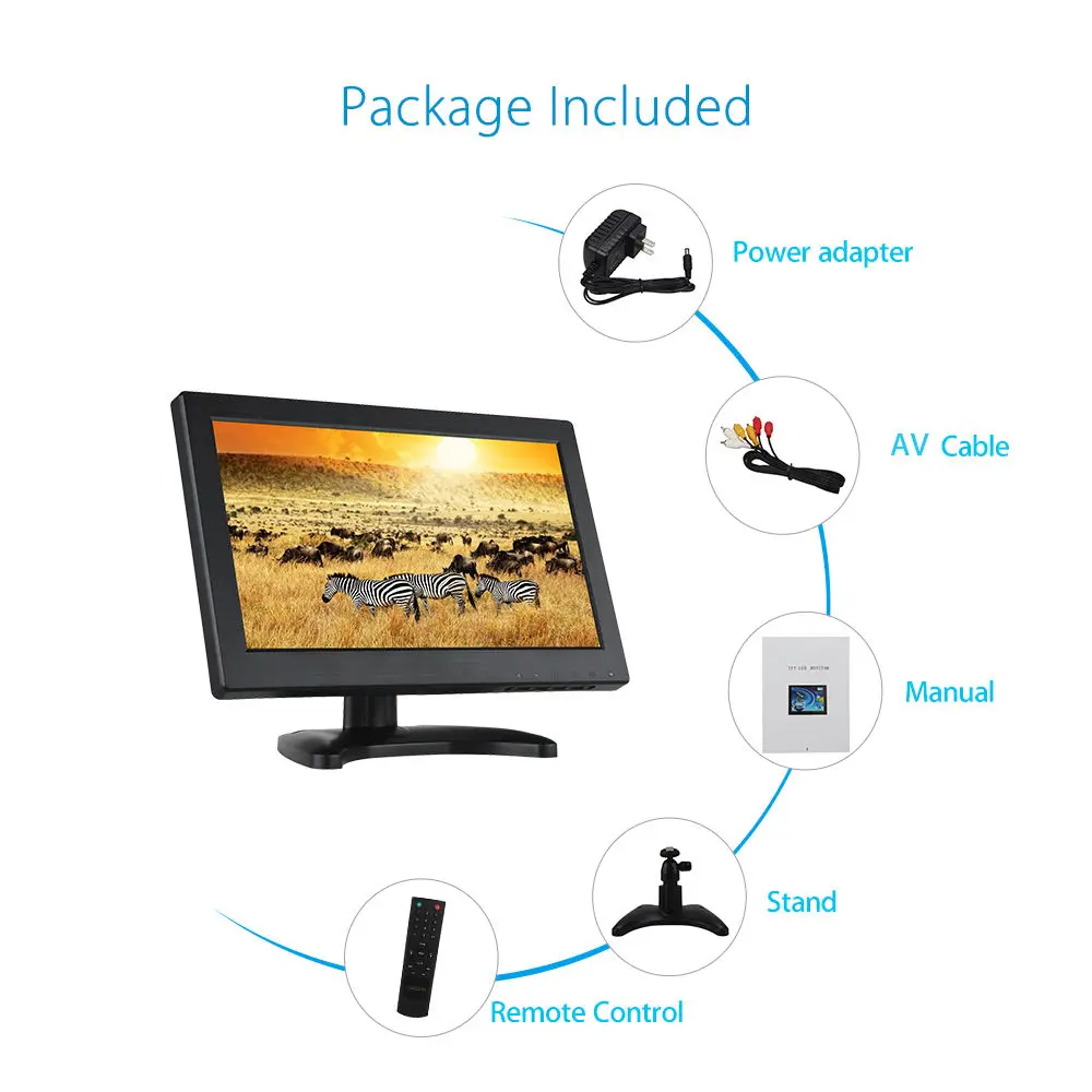 Eyoyo t1116 12 дюймов TFT ЖК дисплей 1366*768 VGA/ТВ/HDML/AV Цвет Мониторы для CC ТВ PC Security