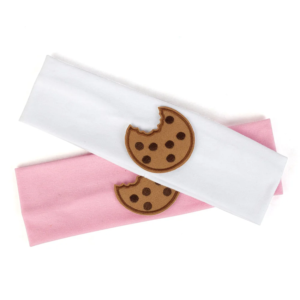 Geebro Toddler Turban Cookies Applique Accessories For Baby Girls Kid Cut Cotton Headband Head Wrap Children Flat Hairband AT020 |