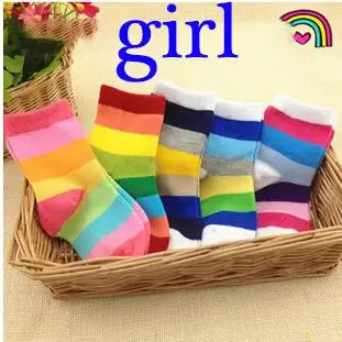 girl 10 пар/лот, детские носки для мальчиков и девочек, новинка года, брендовые короткие носки в радужную полоску костюм в британском стиле, от 1 до 12 лет носки детские - Цвет: girl