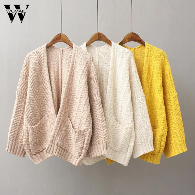 Женский свободный вязаный свитер с длинным рукавом 2017|Женские плащи и тренчи| |