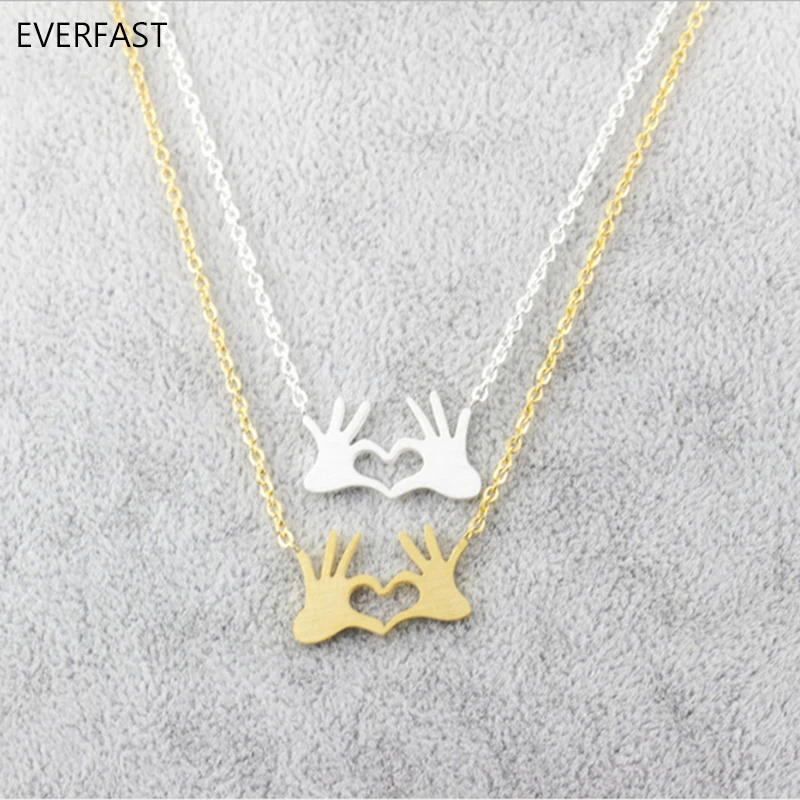 

Wholesale 10pc Gold Silver Color Hand made Heart Pendant Collar Necklaces Palm Heart For Loved Couple Family