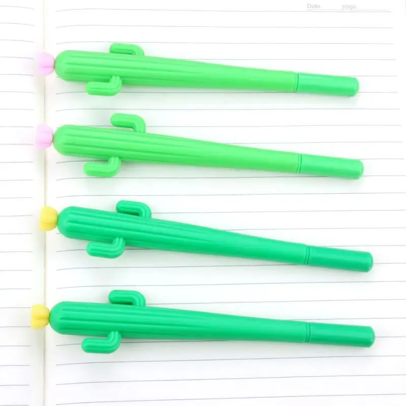 4 pcs/lot Cute Creative Cactus Gel Pens Stationery Office School Supplies Gift Pen 0.38mm Black Ink | Канцтовары для офиса и