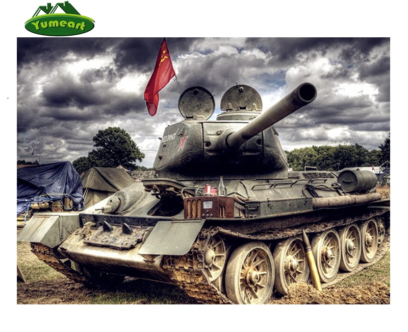 YUMEART Tank-круглая Алмазная вышивка из страз мозаика 3d сделай сам алмазная живопись