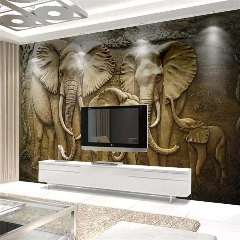 

wellyu Custom wallpaper 3d wall papers home decor photo murals papel de parede 3D gold embossed elephant background wall paper