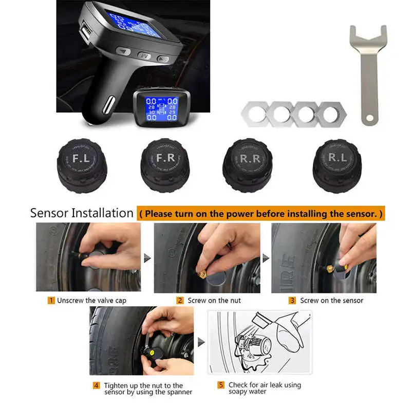 Tpms система контроля давления в шинах с usb гнездом мониторе разъем прикуривателя