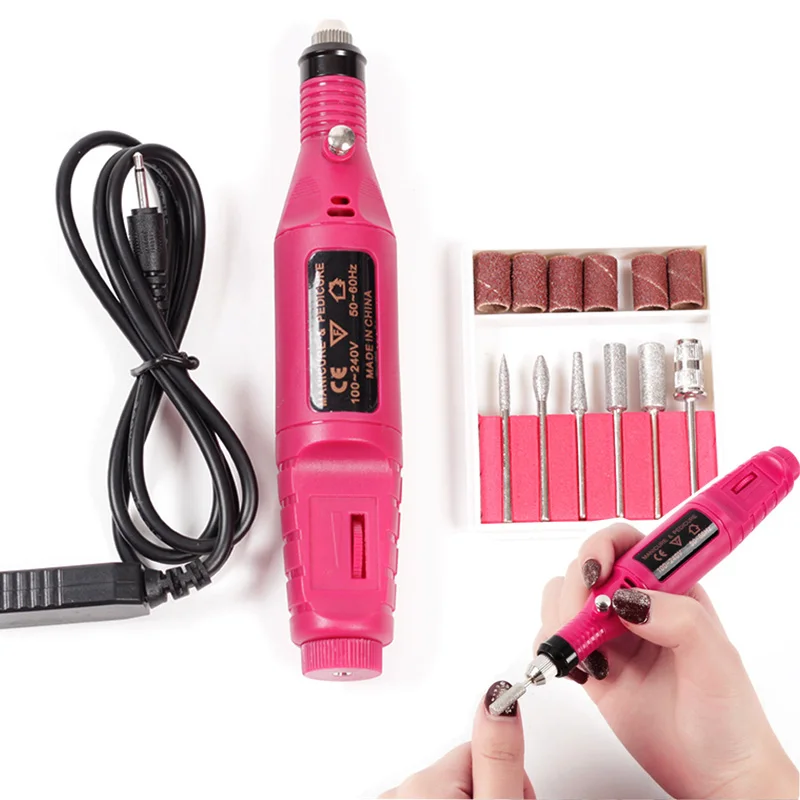 Electric nail drill 100-240V Электрический Маникюрный Фрезер для педикюра файлы ручка сверла для ногтей дрель для маникюра и пылесборник пылесос вентилятор набор для маникюрного набора - Цвет: Electric nail drill