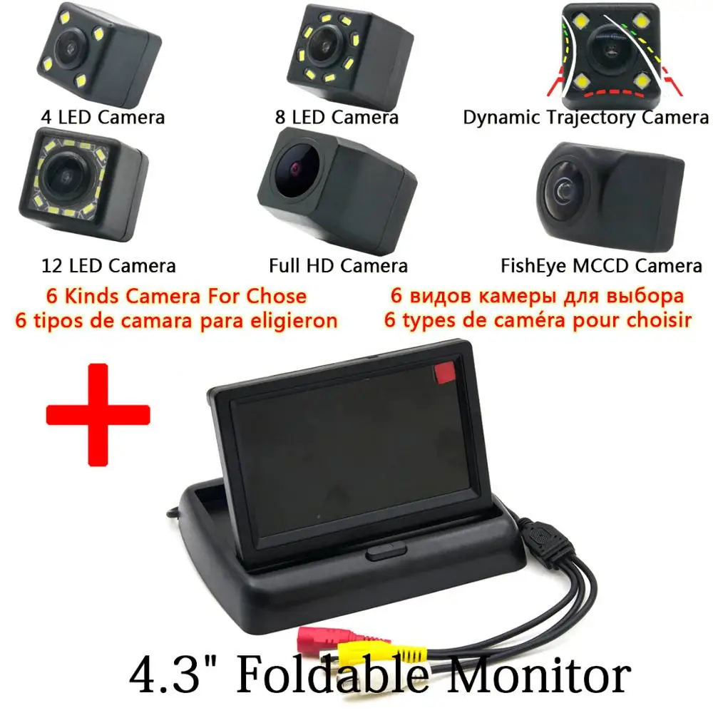 Camera 4.3 inch fold Рыбий глаз 1080 P CCD HD резервная камера заднего вида для peugeot 307 хэтчбек 308 CC 408 508 peugeot 408 2010 2011 2012 2013 - Название цвета: Camera 4.3 inch fold