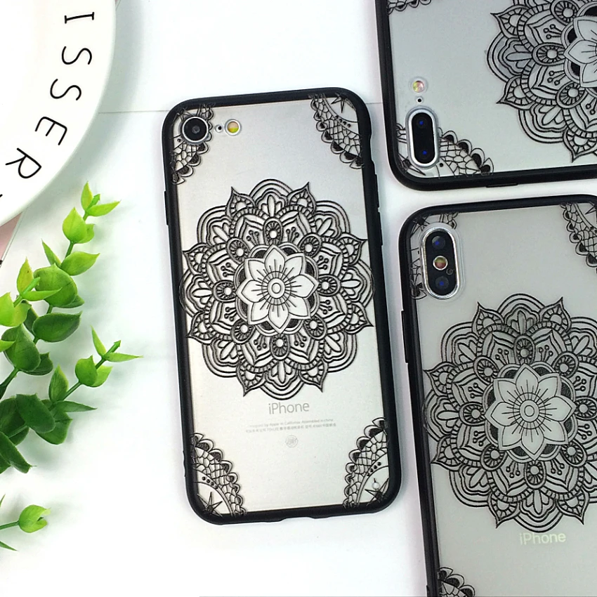 06 Симпатичный чехол для телефона с цветочным рисунком для Apple iPhone 7 8 6 6s 5 5S SE Plus кружевные Жесткие ПК-чехлы задняя крышка для iPhone X XR XS Max - Цвет: 06