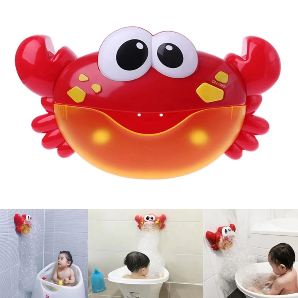 Toy Music Crab Bubble Blower Machine Cartoon Electric Automatic Maker Baby Bath Bathroom Toys Red Lovely Gift Home | Дом и сад