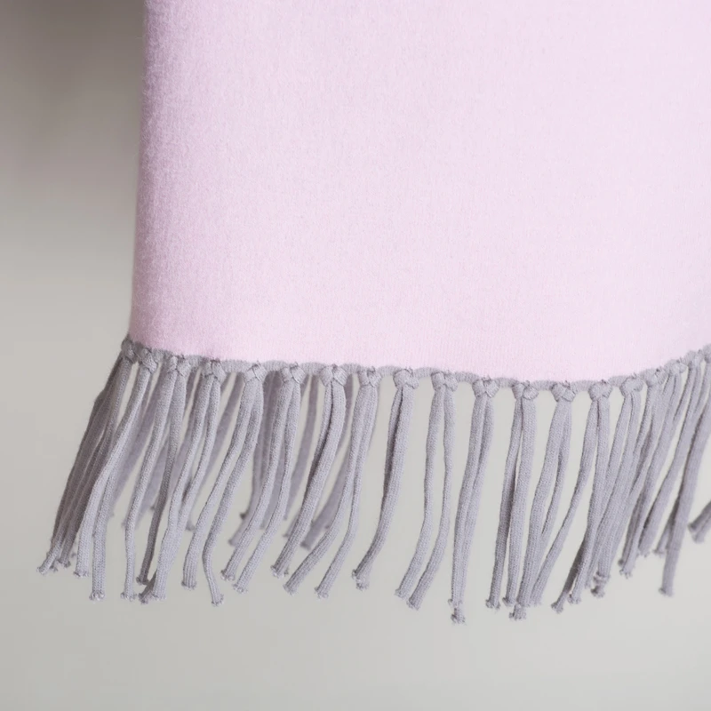 

2017 Autumn Winter Causal Fashion New Loose Tassel Knitted Cashmere Batwing Women Long Thick Poncho Capes Duplex Shawl Cardigan