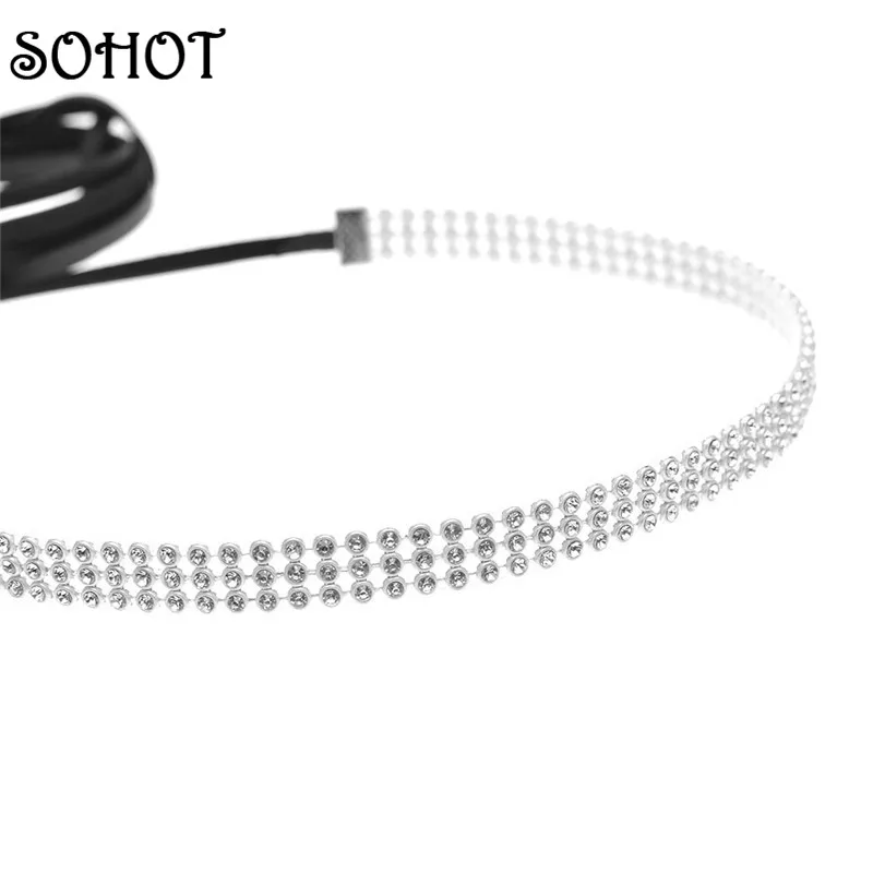 SOHOT высокое качество новая мода длинное черное бархатное колье с кристаллами